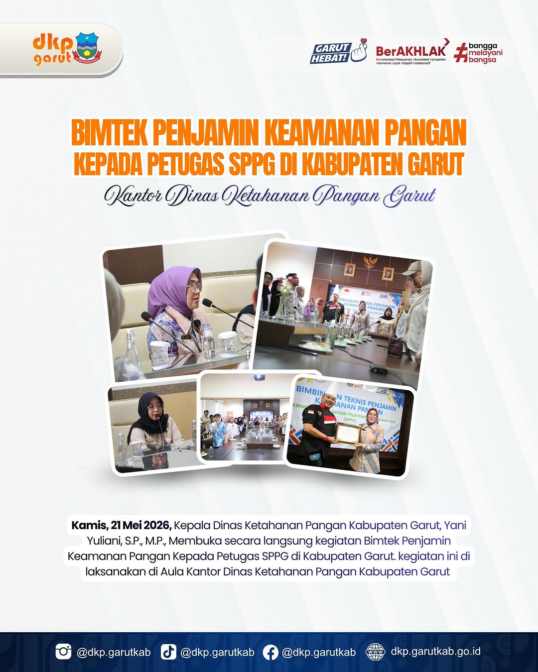 Bimtek Penjamin Keamanan Pangan kepada Petugas SPPG di Kabupaten Garut